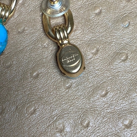 😍 14kt Yellow Gold Plated and Turquoise Earrings😍 NWOT - Picture 3 of 7